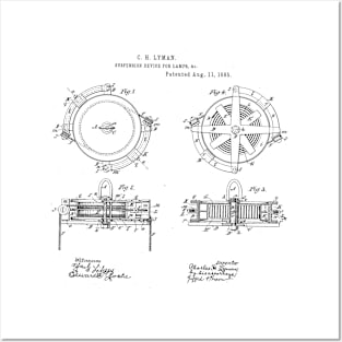 Suspension Device for Lamp Vintage Patent Hand Drawing Posters and Art